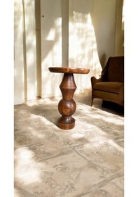 Resim Doğal Ahşap Tekli Mantar Model Yan Sehpa Açık Ceviz Renk Açık Ceviz 