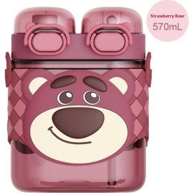Resim Black Bear Superman Çilek Ayı Serisi Yalıtımlı Kupa Yüksek Değerli Taşınabilir Sevimli Kupa Damla Geçirmez Pipetli Kupa (Yurt Dışından) 