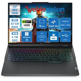 Resim Lenovo Legion Pro 7 16IRX8H Intel I9-13900HX 32GB DDR5 4TB SSD 16GB/RTX4090 175W Windows 11 Home 15.6'' 16 240HZ Wqxga 500NIT Taşınabilir Bilgisayar LEG82WQ00AWTX28 