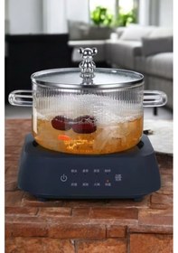 Resim Morponi Borosilikat Cam Metal Çerçeveli Cam Kapaklı Ayıcık Figürlü 2000 Ml Cam Tencere Şeffaf 