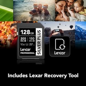 Resim Lexar Professional 128GB 205 MB/s Silver Plus SD Hafıza Kartı 