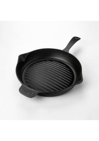 Resim Lava Döküm Yuvarlak Izgara Tava. Metal Kulplu Taban Konkav 12 Mm. 