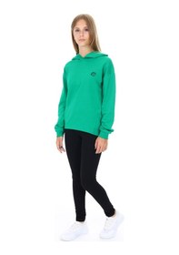 Resim Toontoy Kids Toontoy Kız Çocuk 2'li Takım Baskılı Kapüşonlu Düşük Omuz Sweatshirt & Basic Düz Tayt Çimen Yeşili 