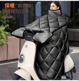 Resim Motosiklet Rüzgarlık, Kış İçin Yün Astarlı, Kalınlaştırılmış, Motosikleti Tamamen Saran Omuz Ve Boyun Korumalı Rüzgar Kalkanı Gül Kırmızısı 