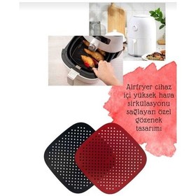 Resim Airfryer Silikon Kare Pişirme Matı 23 Cm 2 Li Renkli Silikon Siyah Diğer 