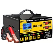 Resim Fochsia Sarı 600a Otomatik Durdurma Akıllı Nabız Lcd Ekran 12v 24v Araç Suv Motosiklet Kamyon Batarya Şarj Cihazı Voltaj Sıcaklık 