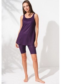 Resim Pierre Cardin Askılı Tesettür Tankini Mor 