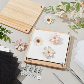 Resim 1 adet Ahşap Çiçek Pres Kiti, Kendin Yap Numune Koruma, Çiçek ve Yapraklar için Karışık Renkli Kurutma Çantası, El Sanatları Aracı 