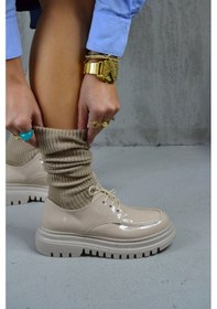 Resim Ketrin Rugan Kalın Taban Kadın Loafer Bej 