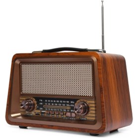 Resim BAYINDIRELEKTRONİK Nostaljik Radyo Gerçek Ahşap Eskitme Bluetooth Hoparlör Mp3 Çalar Müzik Kutusu 