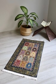 Resim Keseli Ipek Dokulu Seccade S1001 Mavi Çok Renkli 