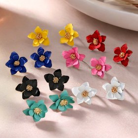 Resim Capricious Çiçekler, Şık Vintage Esintili Renkli Buzlu Çiçek Çivi Küpeler - Çok Katmanlı Yaprak Tasarımı, Çinko Alaşım, Günlük Kullanım ve Özel Günler İçin Mükemmel 