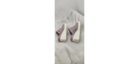 Resim Çiğdem Kundura Çiğdem Gerçek Deri Pudra Kadın Geniş Bantlı Dolgu Topuk Terlik - Pudra - 37 - ST02562-12953 