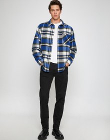 Resim Ekoseli Oduncu Gömleği Cep Detaylı Klasik Yaka 