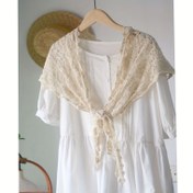 Resim Vintage Tığ İşi Pamuk Kadın Üçgen Eşarp 