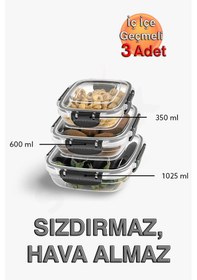 Resim Lock&fresh Master Kare Saklama Kabı 350, 600, 1025 Ml Üçlü Set Antrasit 