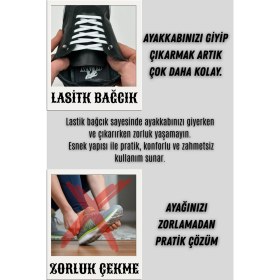 Resim Onur Metal Klipsli Akıllı Elastik Ayakkabı Bağcığı - Pratik Lastikli Sistem (1 Çift) 