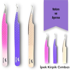 Resim MEDIBA Ipek Kirpik Cımbızı PUDRA RENK Kirpik Izolasyon Cımbızı Fiber Uç Tüm İŞLEMLER İÇİ Ipek Kirpik Cımbız 