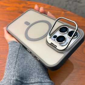 Resim 16promax, 16 15 14 13 12 11 Pro Max Plus için Lüks Mat Dokulu Lens Metal Braket Manyetik Kablosuz Şarj Cep Telefonu Kılıfı Lens Filmi ile 