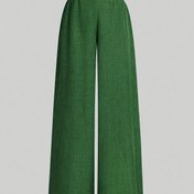 Resim Kadınlar için Esnek Bel Geniş Paça Pantolon Günlük Mavi İlkbahar ve Yaz Pantolonu 