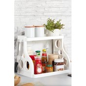Resim Trend Maison 2 Katlı Tezgah Üstü Düzenleyici Stand Beyaz (Bıçak Gözü Mevcut) 