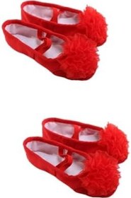 Resim Holibanna 2 Çift Bayan Düz Elbise Ayakkabıları Katlanabilir Terlik Bayan Deri Slaytlar Jimnastik Bale Antrenman Ayakkabısı Kızlar Için Terlikler Kız Daireler Kızarmak Yoga Bayanlar Kırmızı 