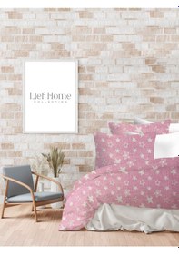 Resim Flanel Pazen Kumaşından Tek Kişilik Nevresim Seti %100 Pamuk/cotton Pembe - Beyaz 