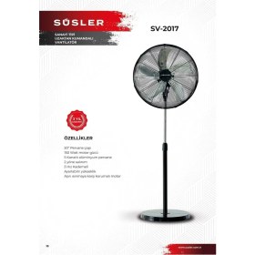Resim Süsler SV-2017 Sanayi Tipi Ayaklı Vantilatör 130 W İyonizer Özellikli Siyah Renk 