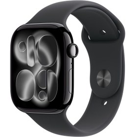 Resim Apple Watch Series 11 GPS 42mm Simsiyah Alüminyum Kasa Siyah Spor Kordon S/M MEQT4TU/A 