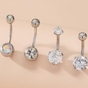 Resim 4 Adet Klasik Şık Sade Göbek Piercing, Günlük Kullanıma Uygun Vücut Piercing Takısı 