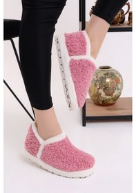 Resim Wordex Pwr Eb085 Kadın Peluş Kışlık Panduf Ev Botu Pofuduk Ev Ayakkabısı Gül Kurusu Gülkurusu 
