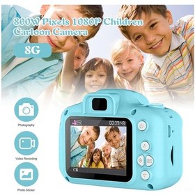 Resim Monyee Çocuklar İçin 720p Mini Dijital Fotoğraf Makinesi, 8gb Hafıza Kartı, Usb Şarj, Kaymaz Tasarım, Mavi 