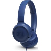 Resim JBL T500 Mikrofonlu Kablolu Kulaküstü Mavi Kulaklık 