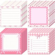 Resim 4 Paket Pembe Kurdele Yapışkan Not Defterleri - 7.62x7.62 cm Sevimli Yapışkan Not Defterleri Çiçek ve Kalp Tasarımı ile, Kadınlar için Sevimli Yapışkan Not Defterleri, Okul Malzemeleri, Parti Hediyeleri, Sevimli Yapışkan Notlar 