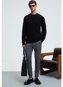 Resim Grımelange Vıntlace Erkek Yuvarlak Yaka Saç Örgü Desenli Regular Fit Triko Siyah Kazak Siyah 