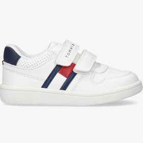 Resim Tommy Hilfiger Flag Velcro Bebek Beyaz Spor Ayakkabı 