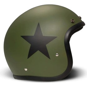Resim DMD Jet Retro Star Green Açık Motosiklet Kaskı 