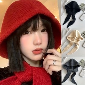 Resim 1 adet Sonbahar ve Kış Yeni Kapüşonlu Atkı Entegre Sıcak Kulak Koruma Büyük Başlıklı Şapka, Düz Renk Basit Tatlı Yüzü Yücelten Küçük Şapka, Günlük Seyahat İşe Giderken Buluşma Giyim İçin Uygun, Çoklu Renkler Mevcut 