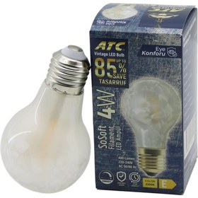 Resim Go İthalat ATC-A60-SS VİNTAGE SOSOFT FİLAMENT 4W LED AMPUL LAMBA E27 KIRILMAZ PLASTİK CAM 400 LÜMEN 2200K 25.0 