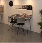 Resim Knsz masa sandalye takımı hem75mazlum grisyh 100*040 klç 2 sandalye syhsyh kolçaklı 