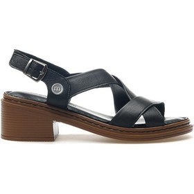 Resim Mammamia Kadın Hakiki Deri Topuklu Günlük Sandalet 25y D25ys-2560 Z Siyah Siyah 