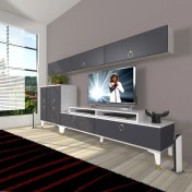 Resim Decoraktiv Ekoflex 8 Mdf Gold Tv Ünitesi Tv Sehpası - Beyaz - Antrasit 