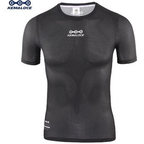 Resim Siyah Kemaloce Serin Örgü Kısa Kollu Bisiklet Taban Katmanı Beyaz Nefes Mtb Siyah Bisiklet Formaları Siyah 