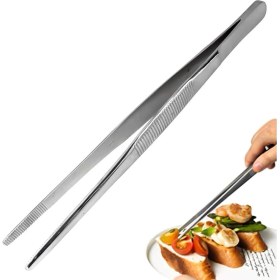 Resim 304 Paslanmaz Çelik Mangal Cımbızı, Profesyonel Mutfak ve Uzun Saplı Gıda Cımbızı, Çok Fonksiyonlu, 30 cm 
