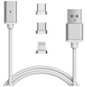 Resim Alfais 4910 Iphone Lightning Samsung Uyumlu Micro Usb Type-C Mıknatıslı Şarj Kablosu 