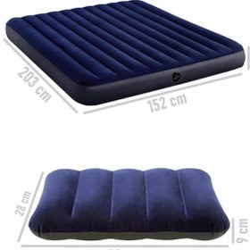Resim The Wlue Çift Kişilik Şişme Yatak | Dahili Pompalı | 203X152X22CM | Kamp & Ev Kullanımı Için 