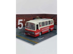 Resim Scowetto 1/27 Ölçek Nostalji Halk Otobüsü Sesli ve Işıklı (Kırmızı) 