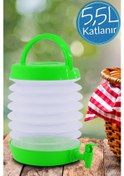 Resim Musluklu Katlanır Su Bidonu Outdoor Akordiyon Kamp Çeşme Piknik Damacana İçecek Şişesi Kova Yeşil 