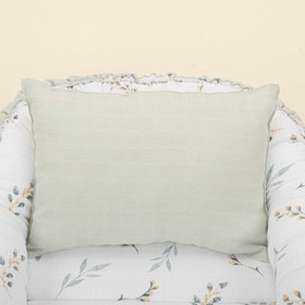 Resim Babynest ve Yastık - Çift Taraflı - Açık Yeşil Muslin - Yapraklar 