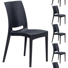Resim 6 Adet Rattan Antrasit Sandalye / Balkon-Bahçe-Teras Antrasit 